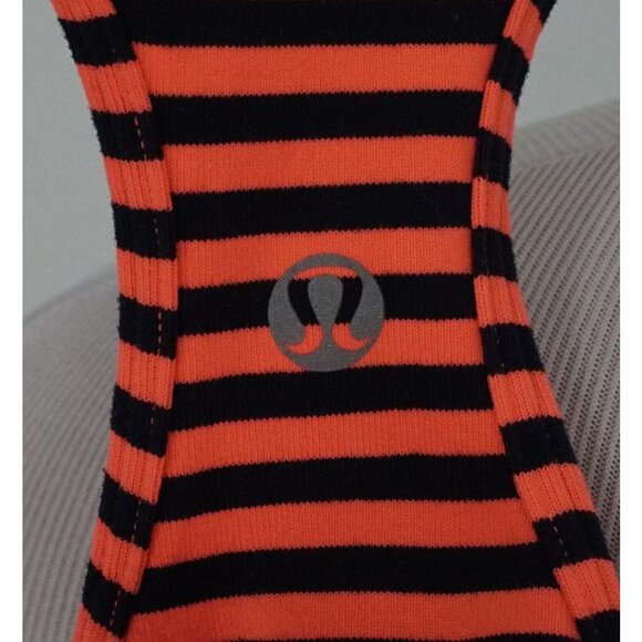 Lululemon Orange Black Racerback Athletic Striped Stretch Tank Top Size Small - Picture 4 of 4